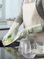 LANON 3 Pairs wahoo Skin-Friendly Cleaning Gloves, Dishwashing Kitchen Gloves with Cotton Flocked Liner, Reusable, Non-Slip, Canary Green, Large