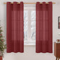 Burgundy Red Sheer Linen Curtains 63 Inch Length, Linen Textured Light by LAMIT