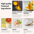 Nano Turmeric Curcumin Drink Powder, Golden Juice for Wellness & Immunity, No Turmeric Taste, Add to Smoothies/Water Daily Morning Routine–35X Absorption–Mango Flavor–Joint Support Supplement