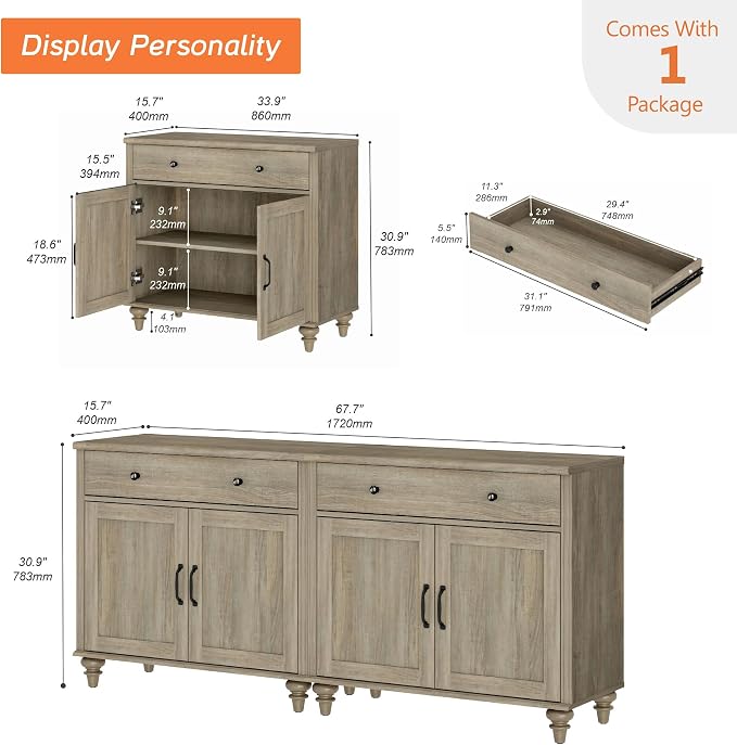 WAMPAT Farmhouse TV Stand for 75 inch TV - Image 3