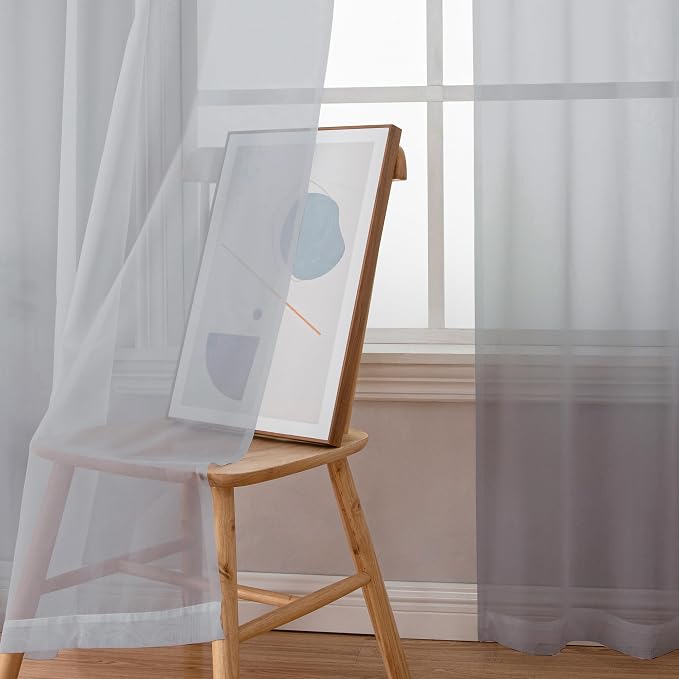 Light Grey Sheer Curtains 54 Inch Length - Image 3