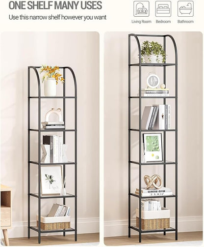 Hzuaneri Bookcase Bookshelf, Tempered Glass Arched Bookshelf - Image 3