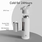 Insulated Water Bottle with Straw - Encool Stainless Steel Water Bottle, Reusable Leakproof and BPA-Free for Sports, Travel, Cold for 24 Hours, 32 oz, Snowflake