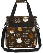 Retro Coffee Coffee Maker Carring Bag Tea and Coffe Travel Carrying Storage Tote Bag Compatible with Keurig K-Mini or K-Mini Plus Portable Single Serve Coffee Brewer Case with Pockets for K-cup Pods