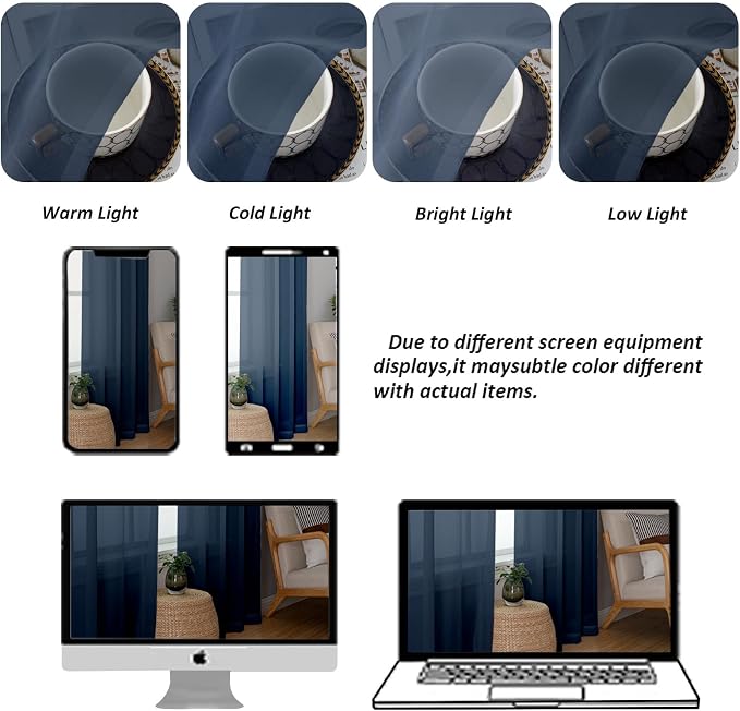 Chyhomenyc Navy Blue Sheer Curtains 78 Inches Long 2 Panels Set - Image 8