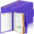36 Pcs Classification Folders Letter Size, 2 Divider Pressboard File Folders with 3. 5 Inch Expansion, 2 Prongs Fastener, Heavy Duty Office File Organizers for Teachers, Medical (Purple)