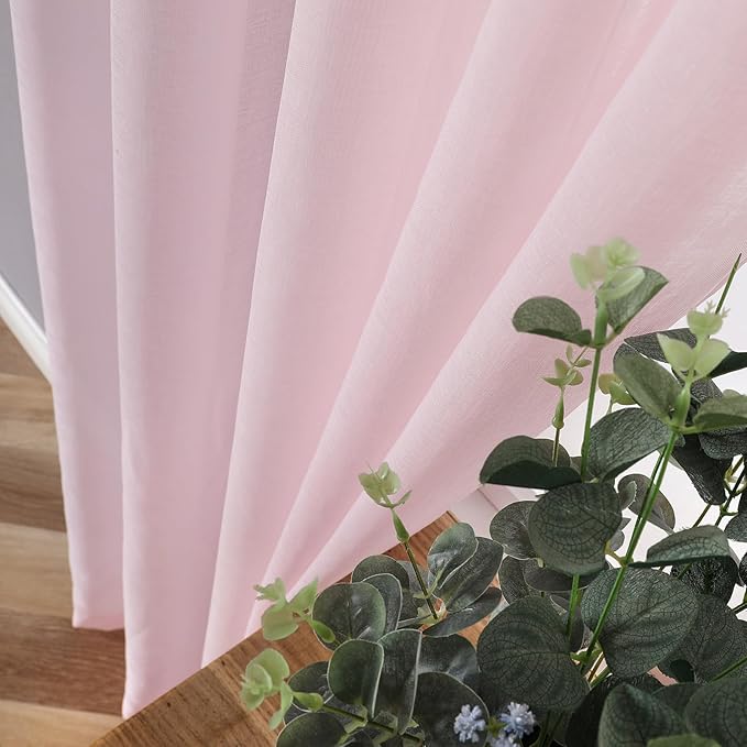 Tollpiz Sheer Curtains Living Room Linen Textured Curtain Sheers Light - Image 3