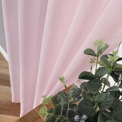 Tollpiz Sheer Curtains Living Room Linen Textured Curtain Sheers Light - Image 3