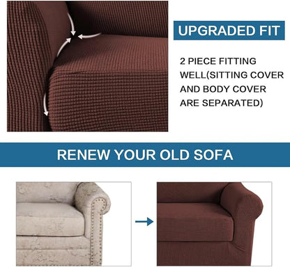 H.VERSAILTEX 2 Piece Couch Cover Stretch Stylish Chair Cover Furniture - Image 6