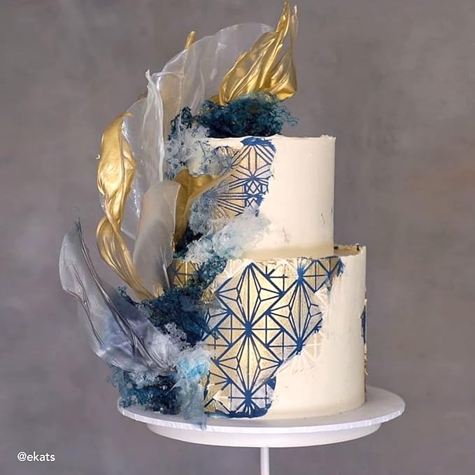 Cake Decorating Stencil for Tall Buttercream Cake, Royal Icing, Ganache, Paint, Airbrush (PRISKA)