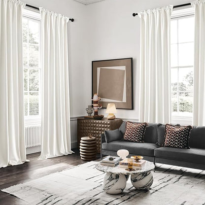 MIULEE Velvet Curtains 50W x 120L 2 Panels Ivory Blackout Curtains | Luxury - Image 5