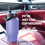 32oz Black Water Bottle Stainless Steel, Keep Cold 24H&Hot 12H, Water Bottle with Straw&Spout Lids, Insulated Water Bottle Double Wall Vacuum, Fit in Any Car Cup Holder, Leak-proof BPA Free