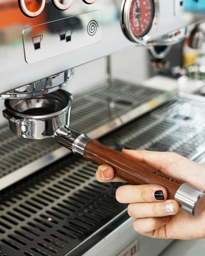 54mm Bottomless Portafilter 3 Ears, Bottomless Naked Portafilter Compatible with Breville/Sage Barista Express BES870/876/878/880/881/450/500/810/840, with Puck Screen and 18g Filter Basket - Rosewood