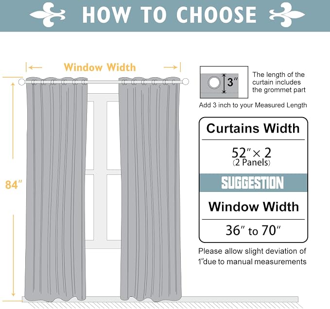 ChrisDowa Blackout Curtains for Bedroom and Living Room 84 Inches Long | 2 - Image 5
