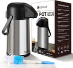 Airpot Coffee Carafe for Keeping Hot - 64 OZ / 1.9L Large Coffee Dispenser with Pump - Insulated Stainless Steel Thermos Urn for Hot Drinks Water Tea Chocolate - Thermal Beverage Dispenser for Parties