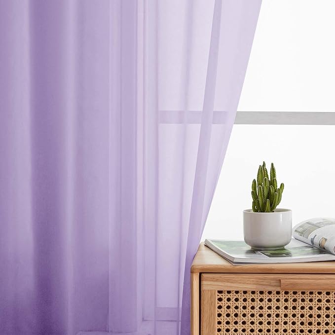 Cafe Curtains 36 Inch Length Tier 2 Pieces, Modern Soft Airy Sheer Kitchen - Image 7