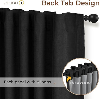 INOVADAY Extra Wide 100% Blackout Linen Curtains - Image 3