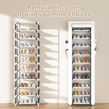 ROJASOP Shoe Rack with Covers 10 Tier Large Shoe Organizer Tall Shoe Closet - Image 5