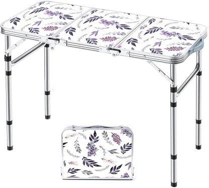 Yriuat Folding Camping Table 3ft Portable Picnic Table Adjustable Height Small by Yriuat