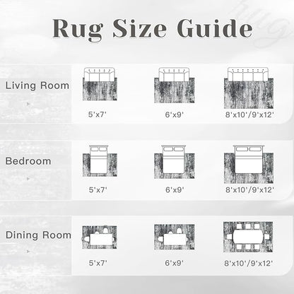 Washable Rug 8x10 Area Rugs for Living Room: Large Neutral Soft Rug Abstract - Image 6