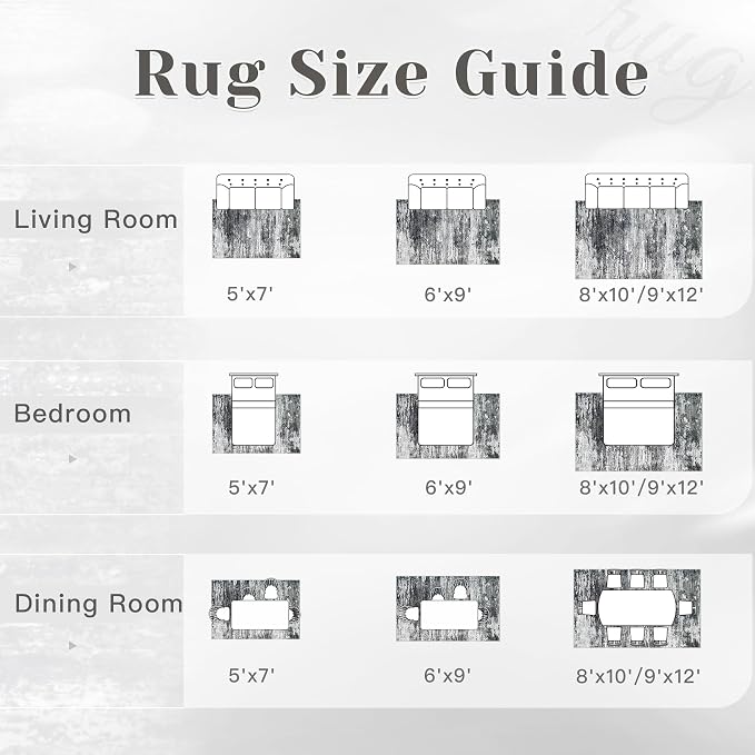 Washable Rug 6x9 Area Rugs for Living Room: Neutral Soft Rug Abstract Non Slip - Image 7