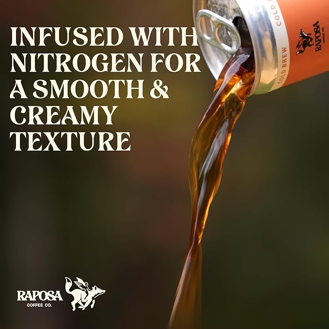 Raposa Nitro Cold Brew Ready to Drink Coffee 250ml - 8.45oz - Made with Oat Milk - Dairy Free - Vegan Cold Brew Ready to Drink, No Artificials - 150mg Caffeine (Caramel Latte (12 Pack))