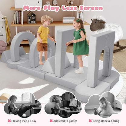12 Pcs Modular Kids Play Couch, Toddler Couches That Fold Out, Plush Foam Chair - Image 6