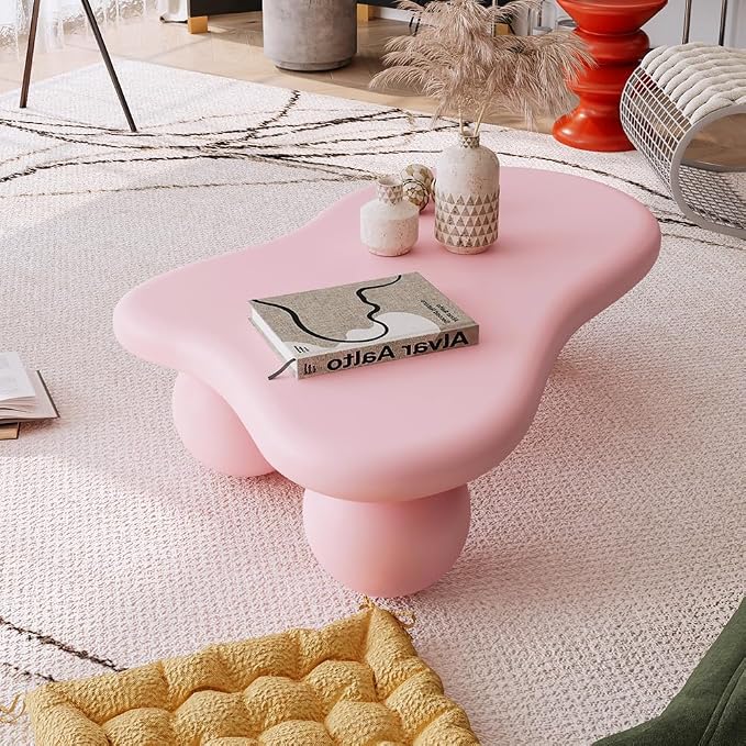 40" Cloud Coffee Table for Living Room Irregular Coffee Table Modern Low Coffee - Image 4