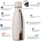 BJPKPK 12oz Small Water Bottle Stainless Steel Insulated Water Bottle for Travel,Apricot