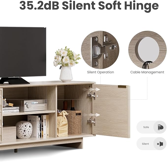 COLAMY TV Stand with Two Doors, Entertainment Center 59" with Adjustable - Image 4