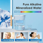 Waterdrop Alkaline Chubby 10-Cup Large Water Filter Pitcher with 1 Filter, Healthy, Clean & Toxin-Free Mineralized Alkaline Water (100 Gallons), Up to PH 9.5, BPA Free