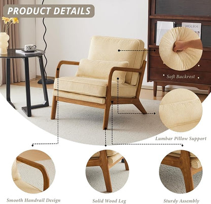 Karl home Mid-Century Modern Accent Chair, Living Room Chairs - Image 3