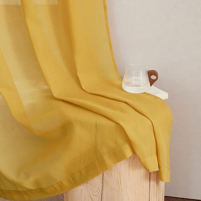 NICETOWN Citrine Linen Curtains 108 inches Long, Grommet Decorative Semi Sheer - Image 8