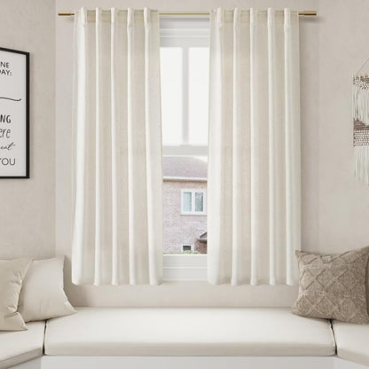 Linen Curtains 63 Inch Length 2 Panels Set - Image 5