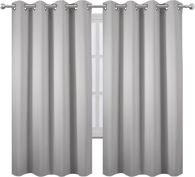 Light Grey Blackout Curtains 66 x 63 Inch Length/Set of 2 Curtain - Image 2
