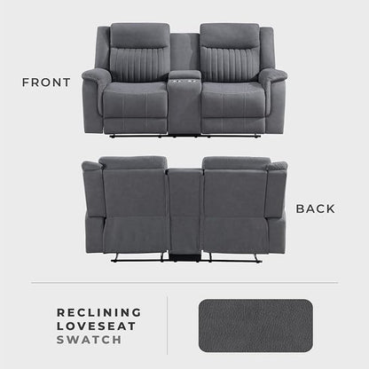Lexicon Manual Double Reclining Loveseat, Polished Microfiber Manual Wall - Image 6