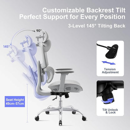Ergonomic Office Chair with 3D Headrest, Computer Chair with Adjustable - Image 7