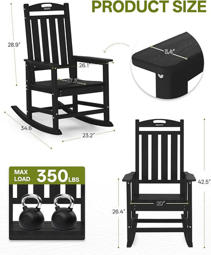 Outdoor Adirondack Rocking Chairs All-Weather HDPE Patio Rocker Chair - Image 3