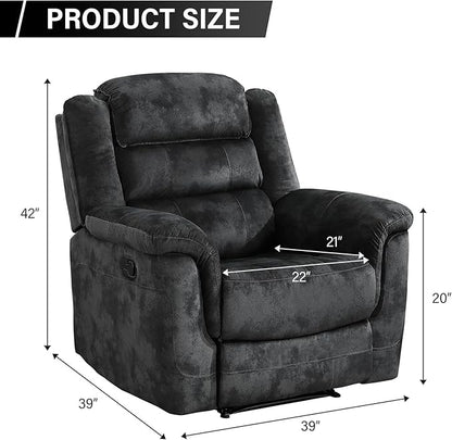 EBELLO Manual Recliner Chair, Soft Fabric Recliner Sofa - Image 2