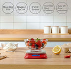 NUTRI FIT Ultra Slim Food Scale Digital Kitchen 1g Increment Measure in lb oz ml High Precision Weight in Grams and oz for Coffee Making, Meal Prep - Red/Stainless Steel