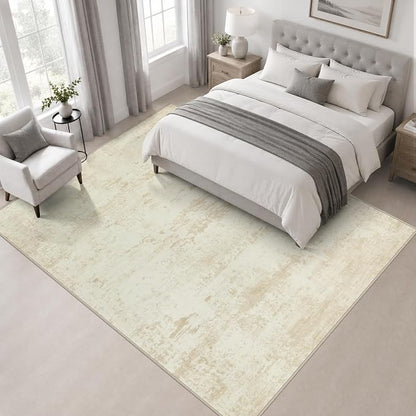 Area Rug Living Room: 4x4 Modern Washable Indoor Soft Carpet Beige | - Image 4
