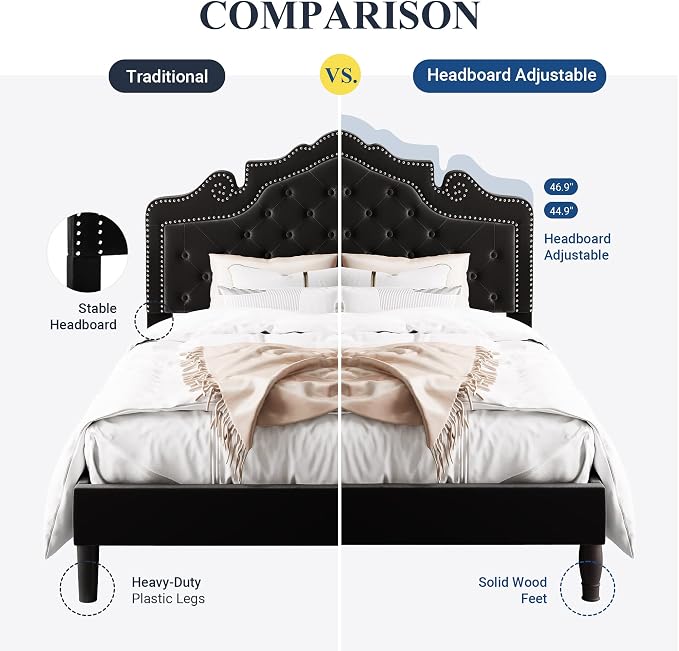 Allewie Queen Velvet Bed Frame - Image 5