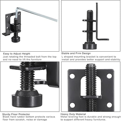 OwnMy 4 Packs Adjustable Furniture Leveling Feets L Shaped Furniture Levelers - Image 5