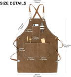 Cotton Canvas Cross Back Apron for Art Painting Garden Chef Bartender Work,Women Men 3 Pockets Waterproof Adjustable M-XXL