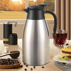 70oz Thermal Coffee Carafe, 2 Pack Airpot Insulated Coffee Urns Stainless Steel Vacuum Thermal Pot Dispenser for Coffee, Hot Water, Tea - Keep 12 Hours Hot, 24 Hours Cold (Silver)