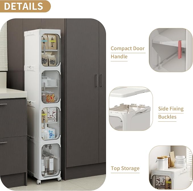 4-Tier Tall Narrow Storage Cabinet, Slim Bathroom Storage Cabinet - Image 4