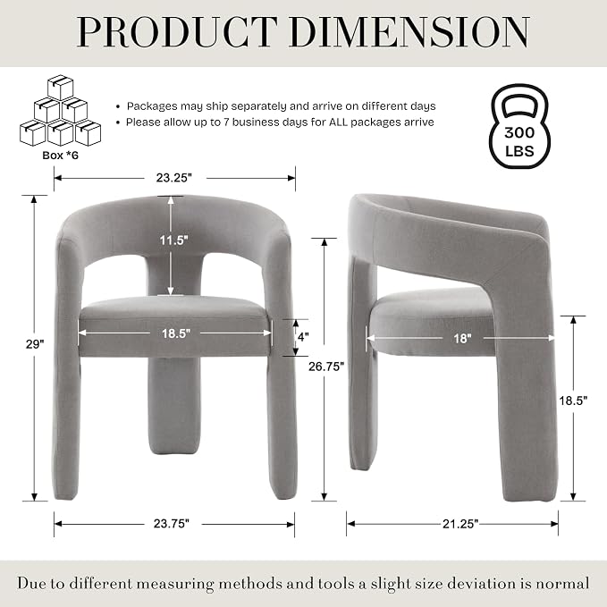 Modern Chenille Dining Chairs Set of 6, Upholstered Barrel Chairs - Image 2