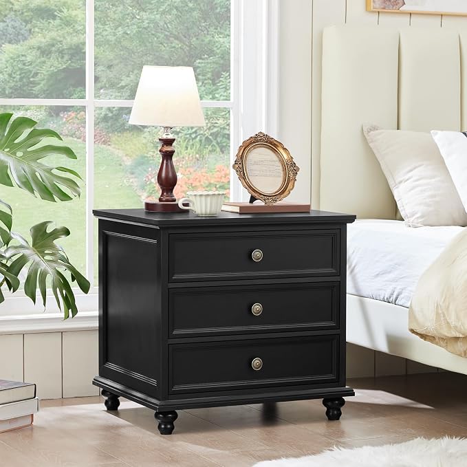 Joaxswe 24" Wide Farmhouse Night Stand, Large End Table - Image 3