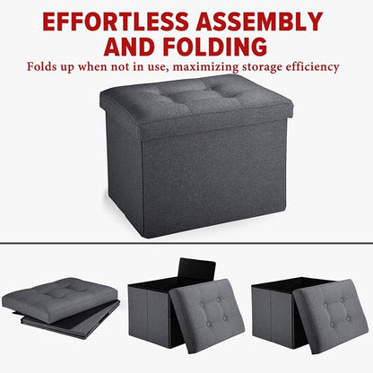 LINMAGCO Small Storage Ottoman Stool Foot Rest Stool Under Desk Stool Short - Image 4
