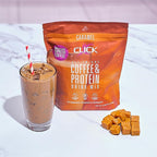 Click Coffee Protein Powder | Double Shot Espresso | 16g Protein | 23 Essential Vitamins | Low Calorie Meal Replacement | 150mg Caffeine | Gluten Free | No Artificial Flavors or Colors | Caramel